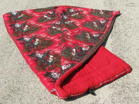 photo of old unused Hot Foot camping sleeping bag, vintage cotton flannel lining #4