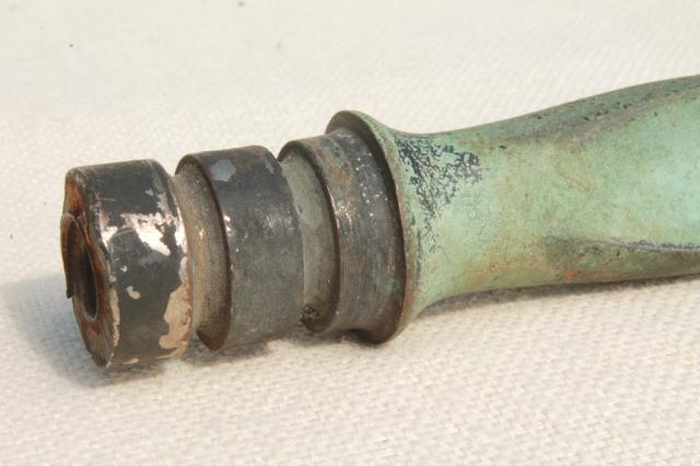 photo of old verdigris green copper point for antique lightning rod finial, spear head shape #5