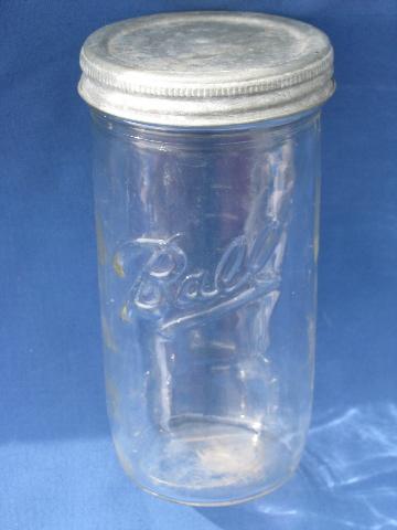 photo of old vintage Ball wide-mouth mason jars w/lids for storage canisters #4