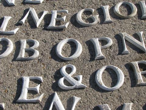 photo of old vintage store sign letters, huge assorted wall art display lot #3