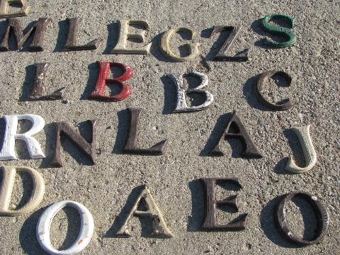 photo of old vintage store sign letters, huge assorted wall art display lot #2