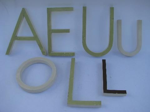 photo of old vintage store sign wood letters, assorted lot for wall art display #1