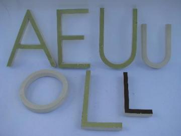 catalog photo of old vintage store sign wood letters, assorted lot for wall art display