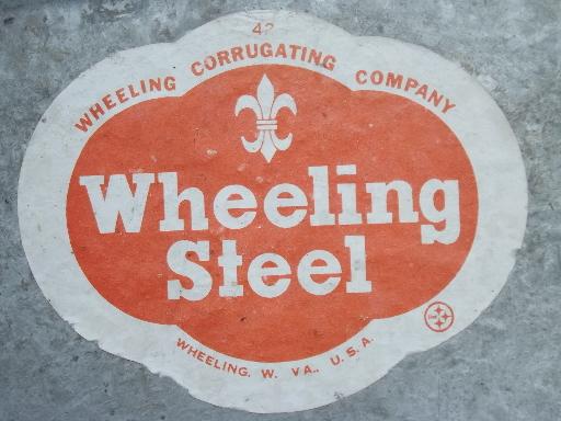 photo of old wash tub galvanized metal washtub w/ original vintage Wheeling label #5