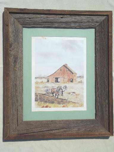 photo of old weathered barn wood frame, large rustic  board poster / picture frame #1