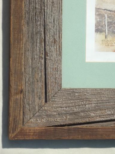 photo of old weathered barn wood frame, large rustic  board poster / picture frame #2