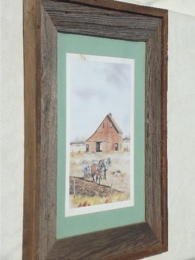 photo of old weathered barn wood frame, large rustic  board poster / picture frame #4