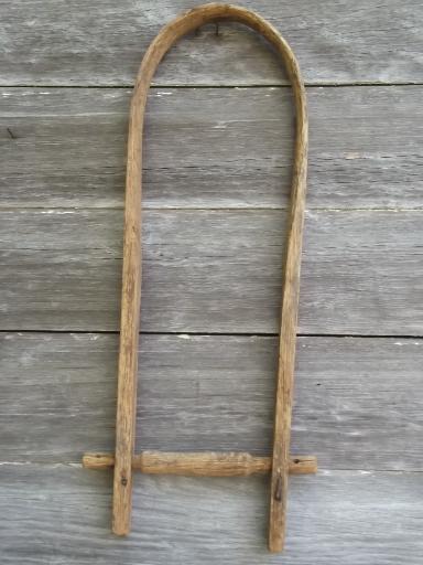 photo of old weathered bent wood yoke, antique farm primitive, vintage 1900 #3