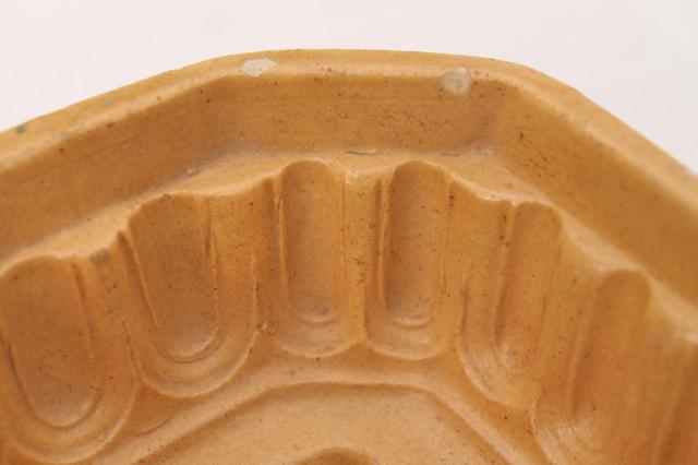 photo of old wheat sheaf pattern yellow ware stoneware food mold for jelly, blancmange or pudding #4