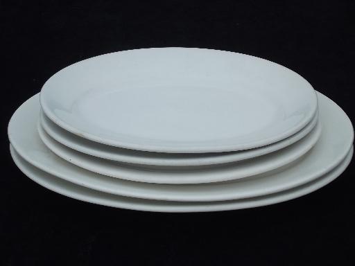 photo of old white ironstone china platters lot, antique and vintage American pottery #1