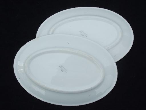 photo of old white ironstone china platters lot, antique and vintage American pottery #7