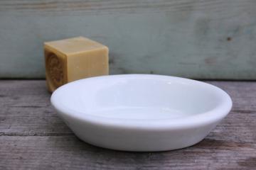 old white ironstone china soap dish w/ chunky oval shape, vintage french farmhouse style 