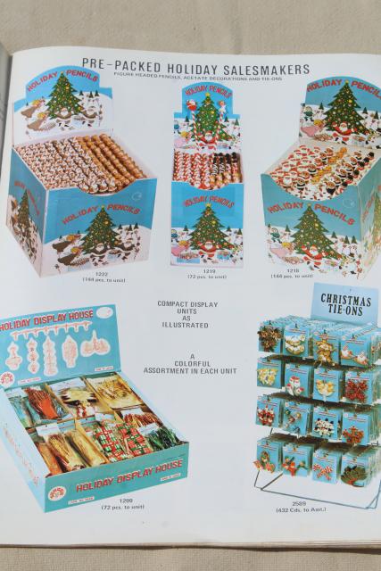 photo of old wholesale catalogs Christmas tree ornaments & holiday florist decorations, vintage 1970 #9