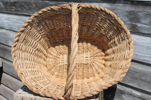 photo of old wicker sewing basket, large mending basket to hold knitting or needlework #3