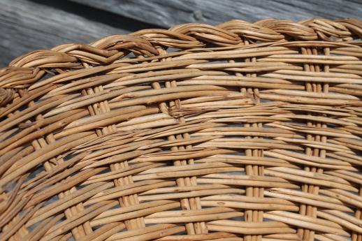 photo of old wicker sewing basket, large mending basket to hold knitting or needlework #6