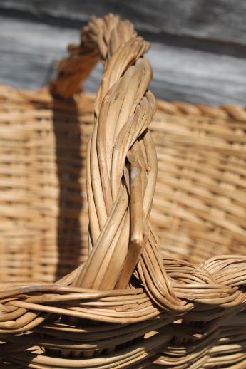 photo of old wicker sewing basket, large mending basket to hold knitting or needlework #8