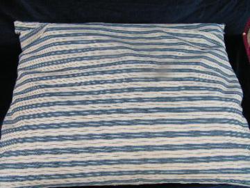 catalog photo of old wide stripe cotton ticking feather pillow