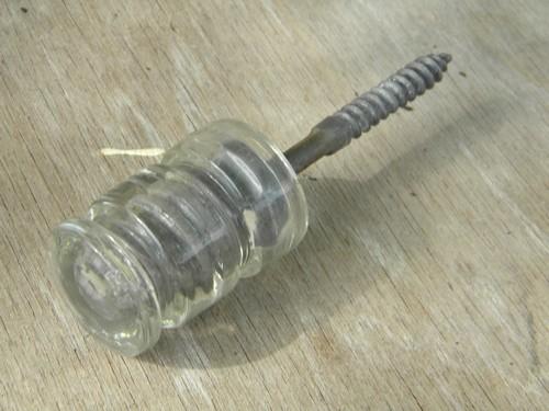 photo of old windmill vintage glass stand-off insulator for primitive coat peg #1