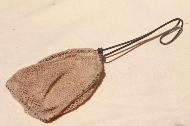 photo of old wire dip net w/ cotton netting, vintage fish bowl tank aquarium critter catcher #2