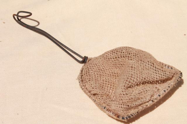 photo of old wire dip net w/ cotton netting, vintage fish bowl tank aquarium critter catcher #3