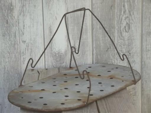 photo of old wire handle metal rack to hold canning jars in vintage wash boiler tub #1