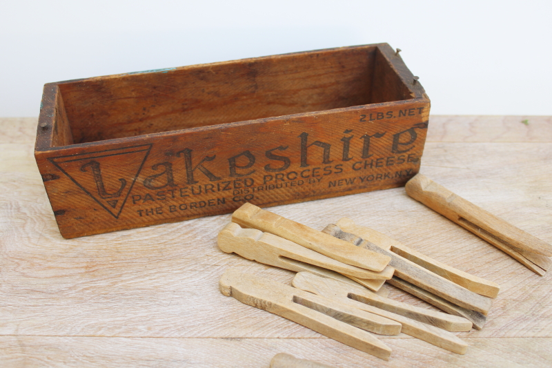 photo of old wood cheese box Lakeshire vintage Borden dairy advertising graphics wooden crate #3