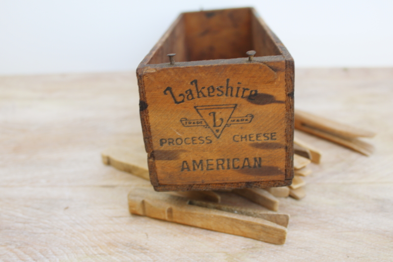 photo of old wood cheese box Lakeshire vintage Borden dairy advertising graphics wooden crate #4