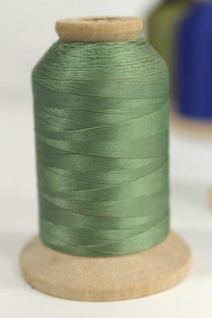 photo of old wood cone spools - vintage sewing thread, Sylko type nylon in jewel colors #3
