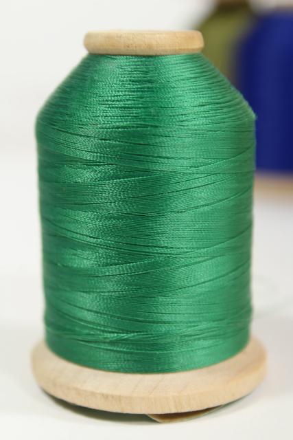 photo of old wood cone spools - vintage sewing thread, Sylko type nylon in jewel colors #4