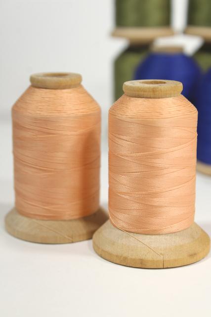 photo of old wood cone spools - vintage sewing thread, Sylko type nylon in jewel colors #5