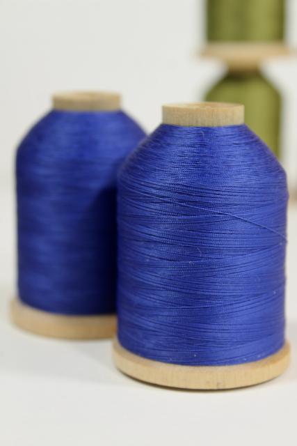 photo of old wood cone spools - vintage sewing thread, Sylko type nylon in jewel colors #6