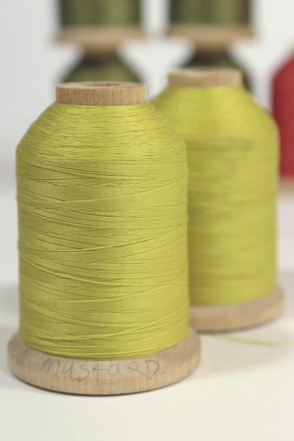 photo of old wood cone spools - vintage sewing thread, Sylko type nylon in jewel colors #7