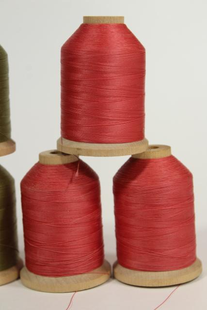 photo of old wood cone spools - vintage sewing thread, Sylko type nylon in jewel colors #8