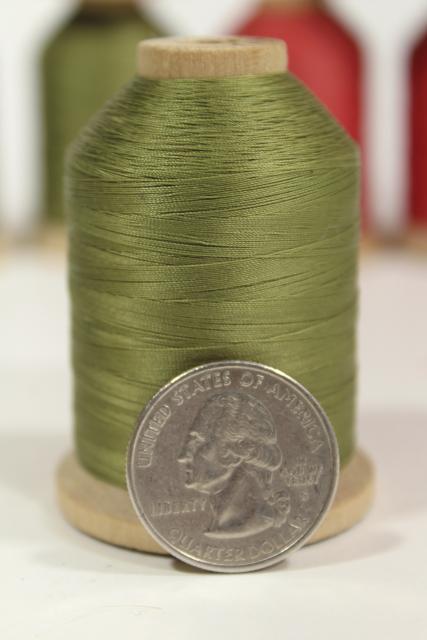 photo of old wood cone spools - vintage sewing thread, Sylko type nylon in jewel colors #10