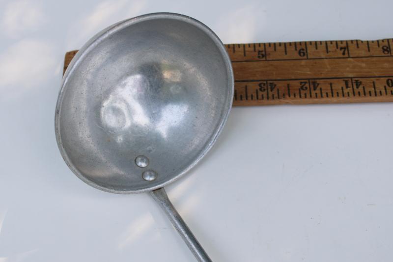 photo of old wood handled kitchen utensil, great depression era soup ladle 1930s vintage #2