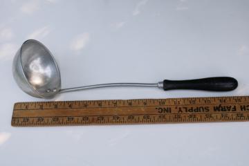 catalog photo of old wood handled kitchen utensil, great depression era soup ladle 1930s vintage