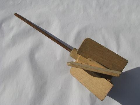 photo of old wood paddle metal stirring rod, replacement dasher for Dazey butter churn #1