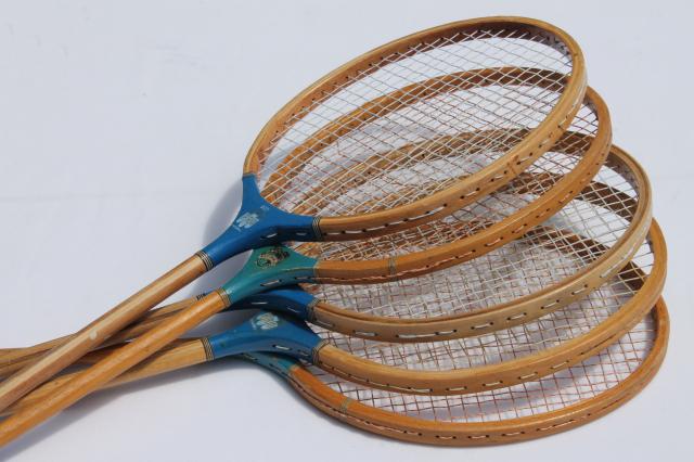 photo of old wood racquets, badminton rackets, Gatsby vintage sporting collectibles #3