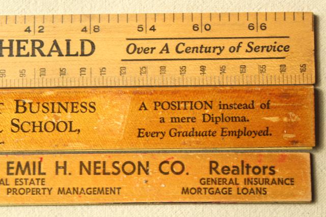 photo of old wood rulers, 1950s vintage St Paul Minn & Clinton Iowa advertising #5