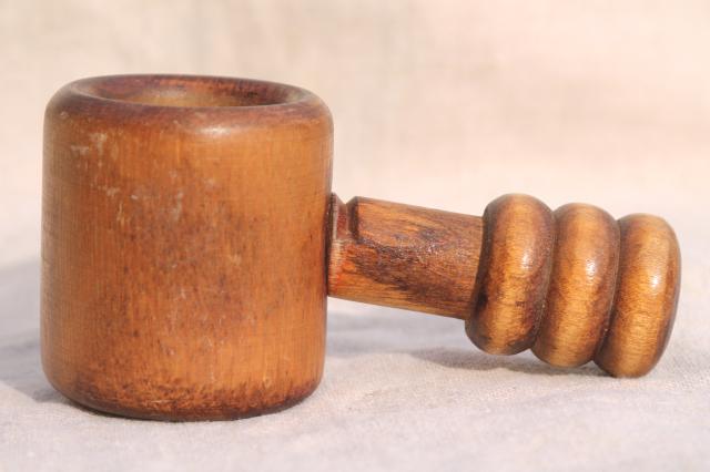 photo of old wood screw type nutcrackers, Swiss style carved wood nut crackers #5