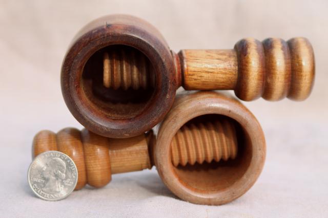 photo of old wood screw type nutcrackers, Swiss style carved wood nut crackers #9