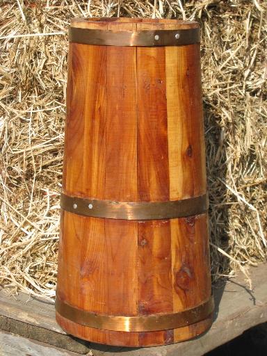 photo of old wood stave butter churn, bucket only, country primitive display #2