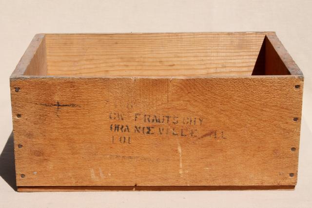 photo of old wooden fruit crate, vintage wood packing shipping box for Oriole apricots #3