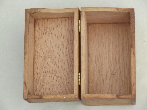 photo of old wooden recipe box, vintage dovetailed wood index card file box #4