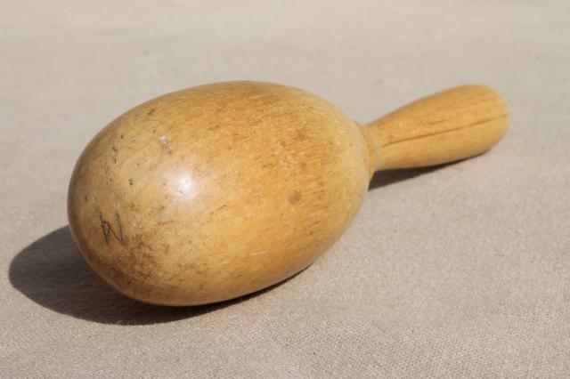 photo of old wooden sock darner, vintage wood darning egg for mending knitted socks #3