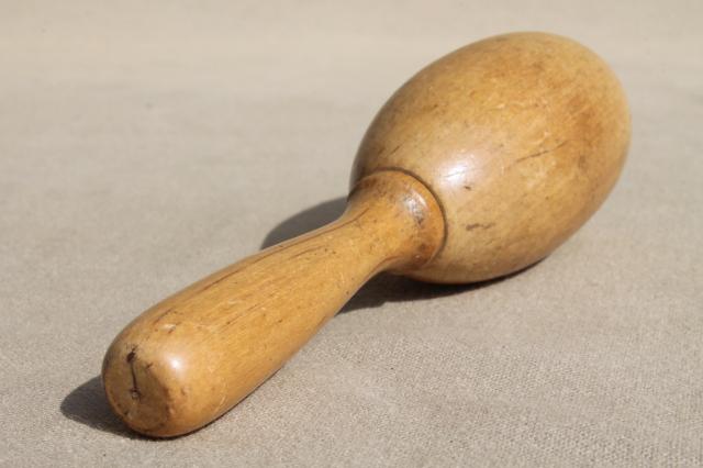 photo of old wooden sock darner, vintage wood darning egg for mending knitted socks #4