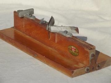 catalog photo of old woodworking tool for building picture frames, folding miter box