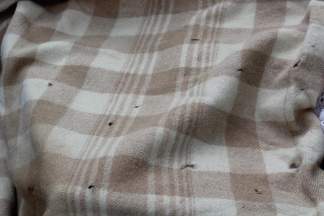 photo of old wool camp blankets, cutter vintage fabric for primitive sewing, modern farmhouse style #9