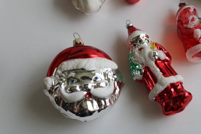 photo of old world style vintage hand blown glass Christmas ornaments, all different Santas  #4