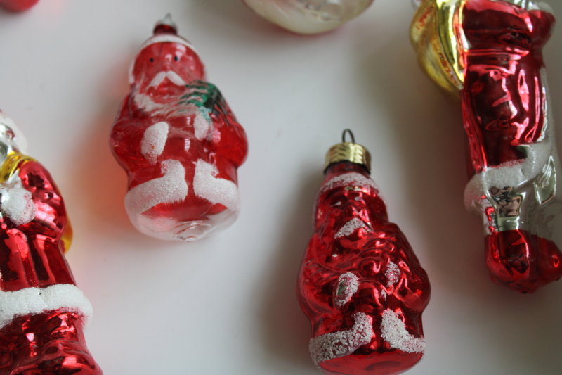 photo of old world style vintage hand blown glass Christmas ornaments, all different Santas  #5